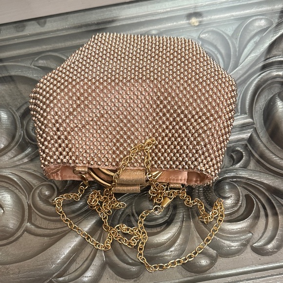 Jessica McClintock Rose Gold Gwen Ball Mesh Ring Clutch - Picture 11 of 15